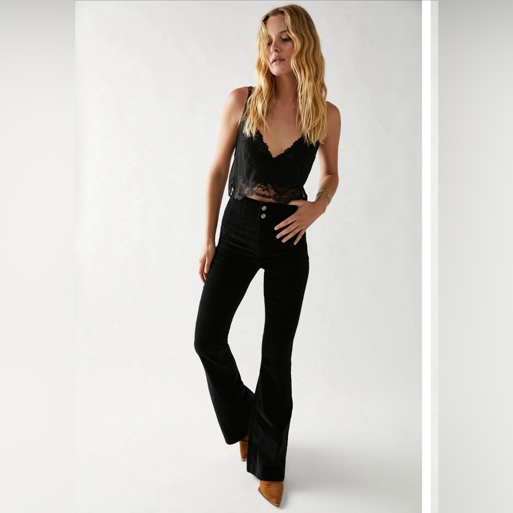 ❤️‍🔥🖤 FREE PEOPLE Jayde BLACK Corduroy Pants 🖤❤️‍🔥
